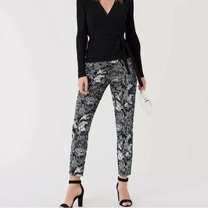Diane Von Furstenberg Tattoo Black Lucas Pants Size 12  NWT
